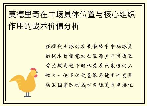 莫德里奇在中场具体位置与核心组织作用的战术价值分析